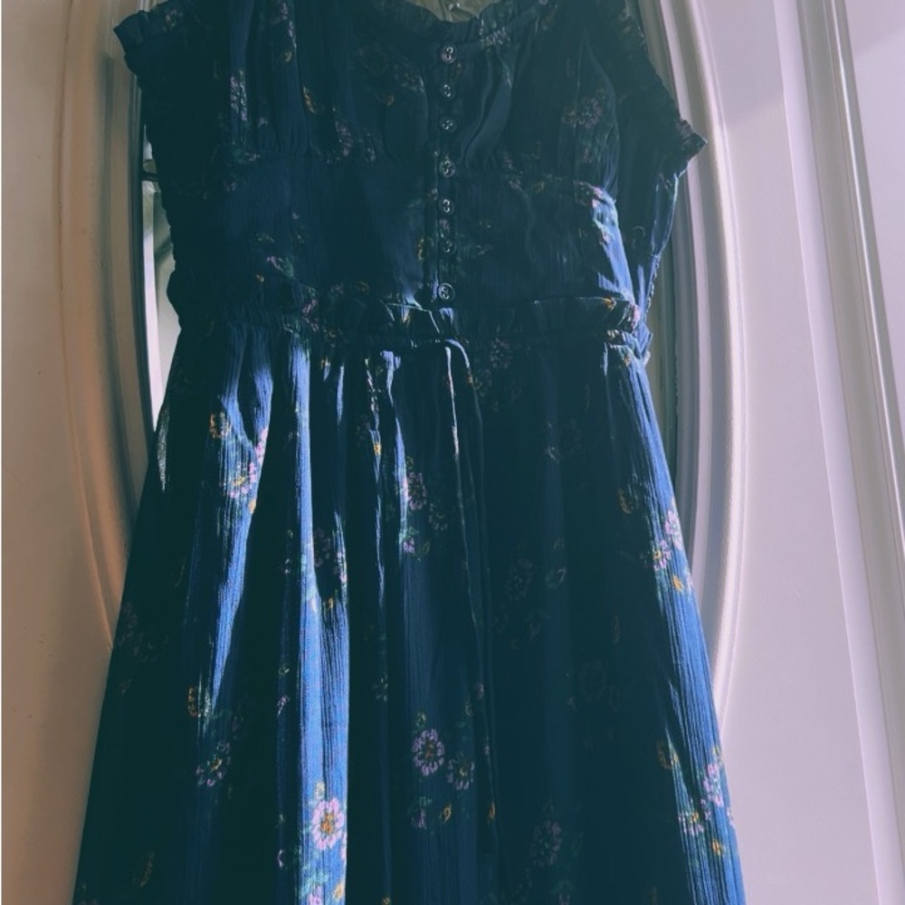 Patrons of Peace Navy Dress with Floral Patterns - Picture 2 of 9